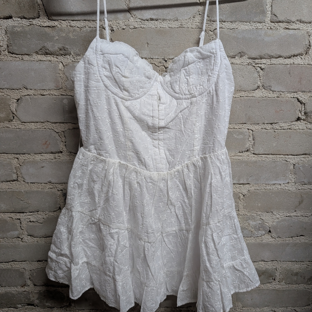 NWT White Textured Spaghetti Strap Dress